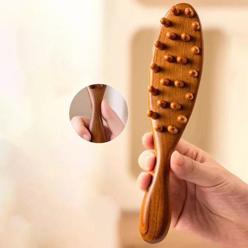 Natural Sandalwood Scalp & Body Massage Comb – 22-Tooth Wooden Massage Comb Qme