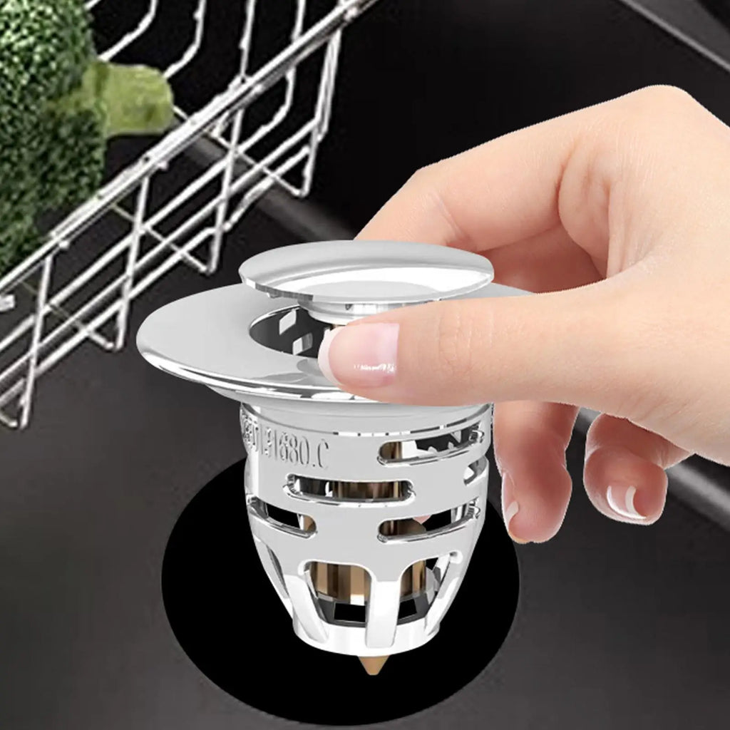 Pop-Up Sink Drain Stopper & Strainer – Basin & Kitchen Sink Drain Stopper Qme