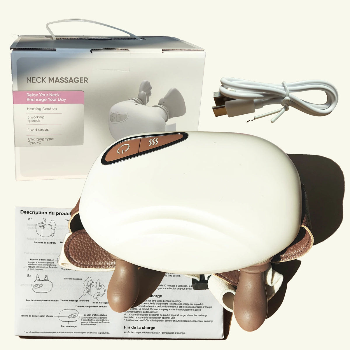 Vilnason Electric 4D Kneading Neck & Shoulder Massager w/ Heat Neck Shoulder Massager Qst White