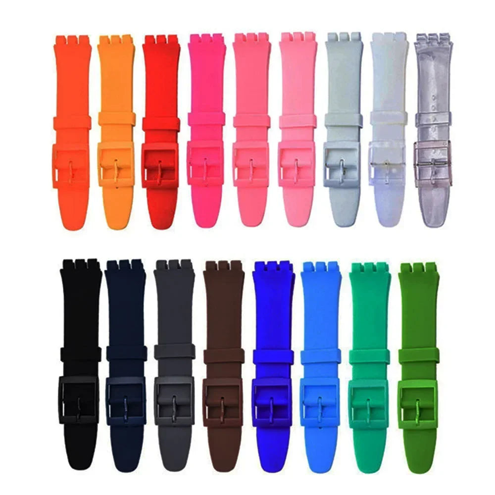 Soft Silicone Swatch Watch Strap – 17 Colors, 12–20mm Silicone Watch Strap Qme