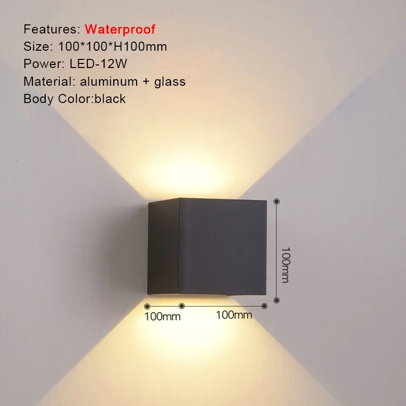 TRAZOS IP65 Waterproof Modern Outdoor Wall Light – 17 Colors Outdoor Wall Light Qme black1003-12W Warm White (2700-3500K)