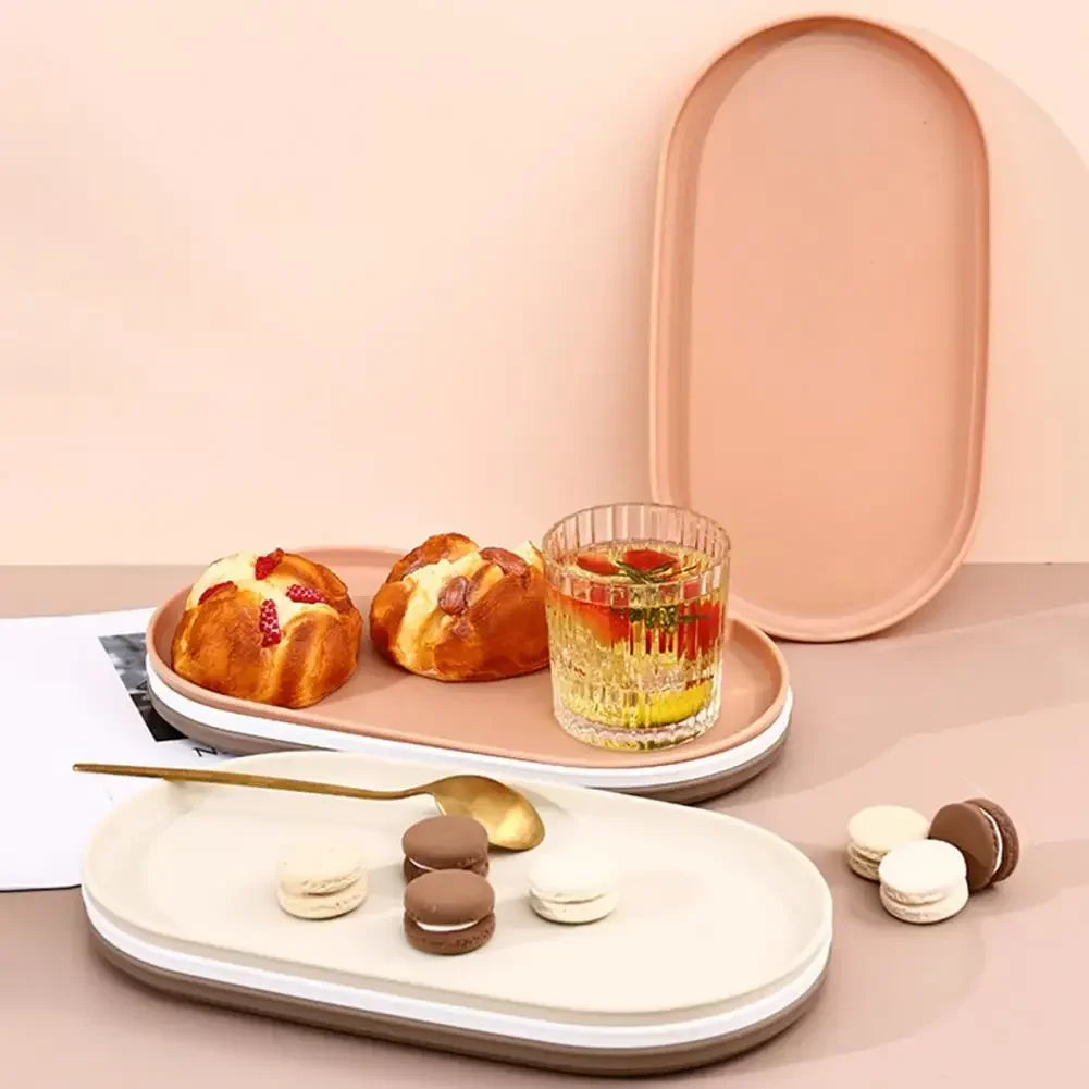 Stackable Oval Serving Plate Dessert Fruit Tray | 5 Colors Oval Serving Plate Qme