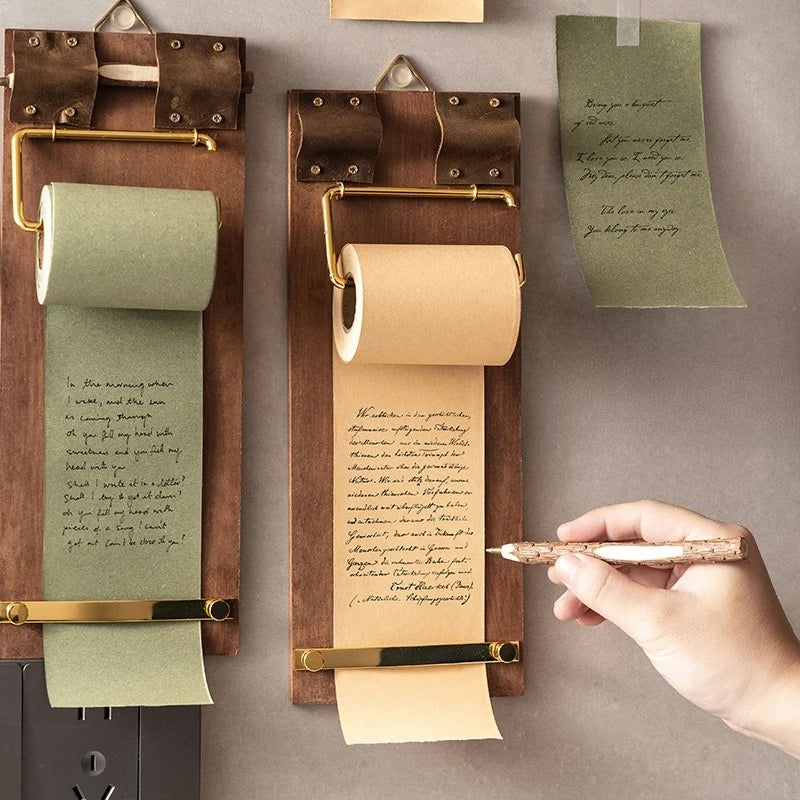 Retro Wooden Clipboard Hangable Roll Paper Notepad | 4 Colors Wooden Notepad Clipboard Qme