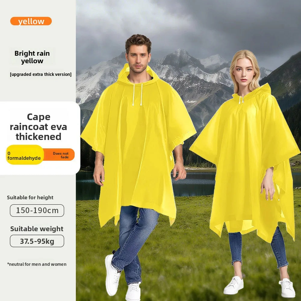 Waterproof Hooded EVA Rain Jacket – Unisex Hiking Raincoat Waterproof Rain Jacket Qst Yellow One Size