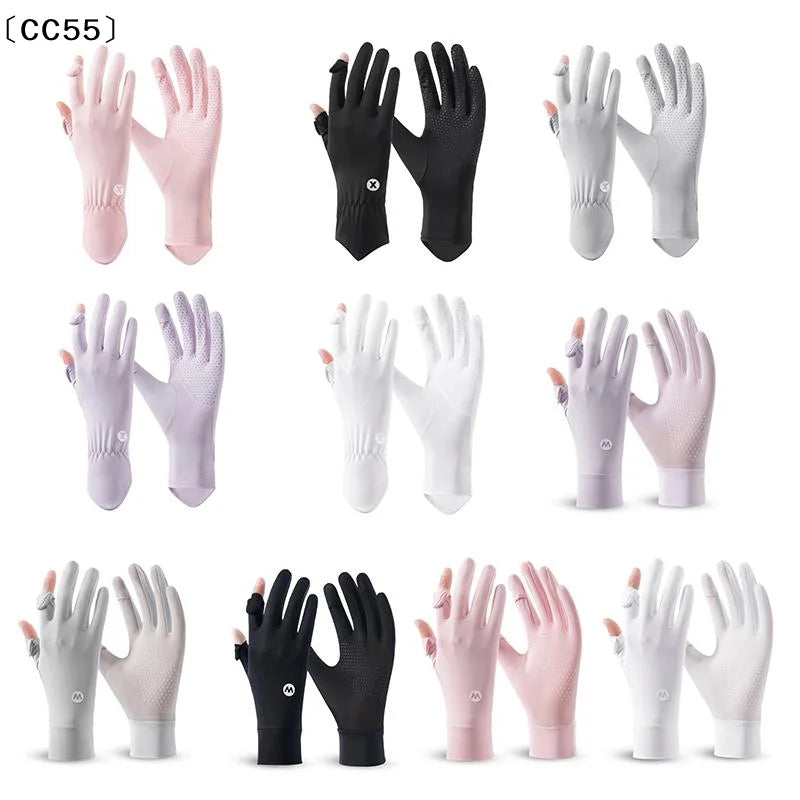 Ice Silk UV Gloves – Touchscreen Driving & Riding Women Sun Protection Gloves Qst