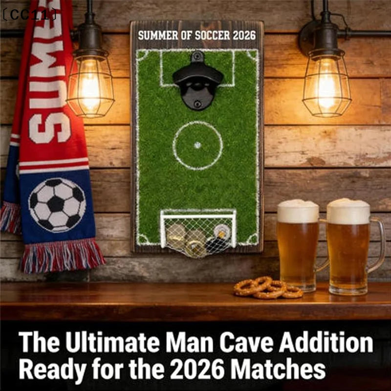 Soccer Field Wall-Mounted Bottle Opener with Magnetic Cap Catcher Wall-Mounted Bottle Opener Qme