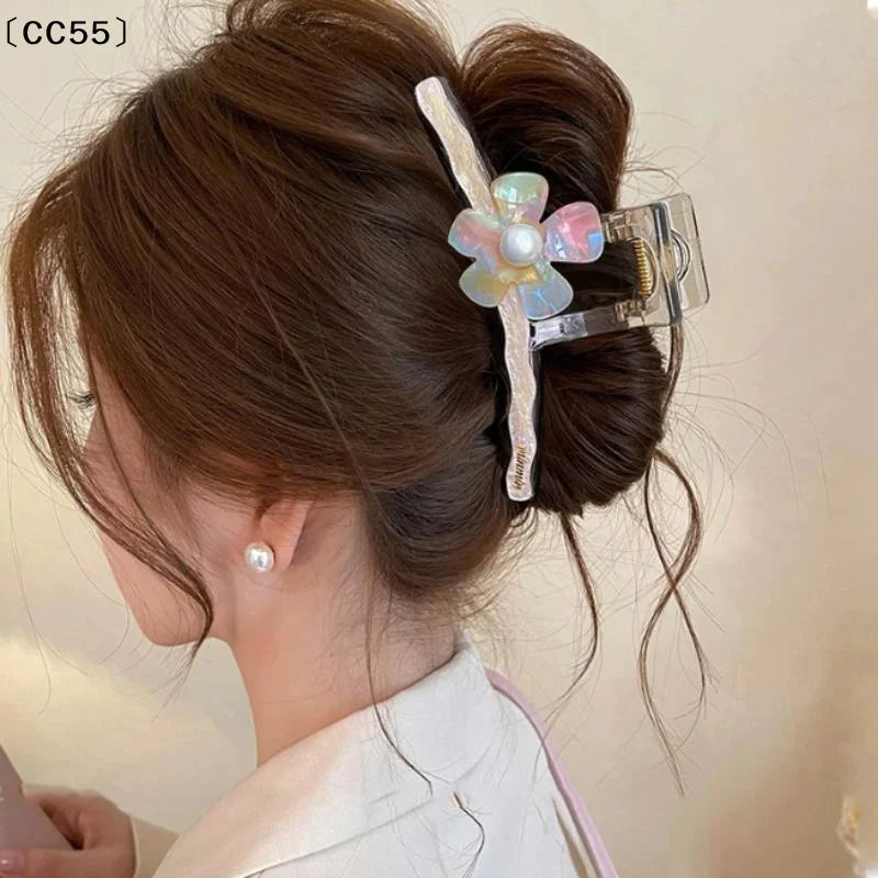 Iridescent Flower Hair Claw Clip – Strong Grip, Large Capacity Hair Claw Clip Qst