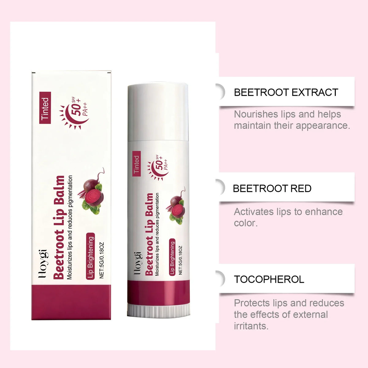 SPF 50+ Lip Balm | Beetroot, Kojic Acid & Ceramide Tinted Balm Tinted SPF Lip Balm Qme