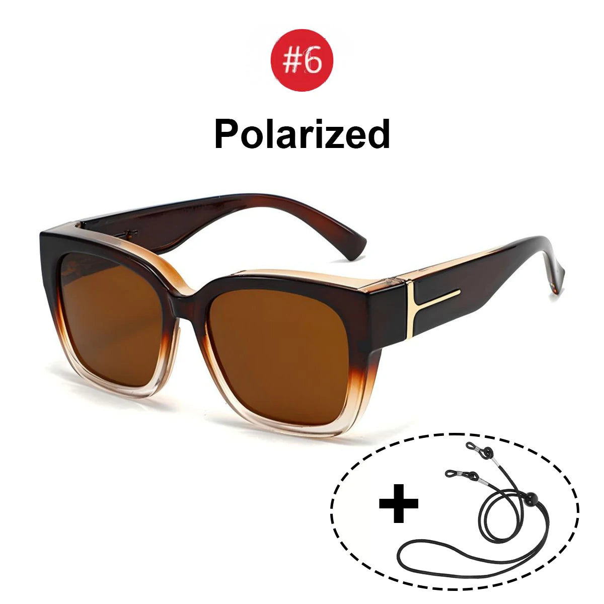 VOPHA Polarized UV400 Fit-Over Sunglasses – Square Unisex Fit-Over Sunglasses Qst Brown