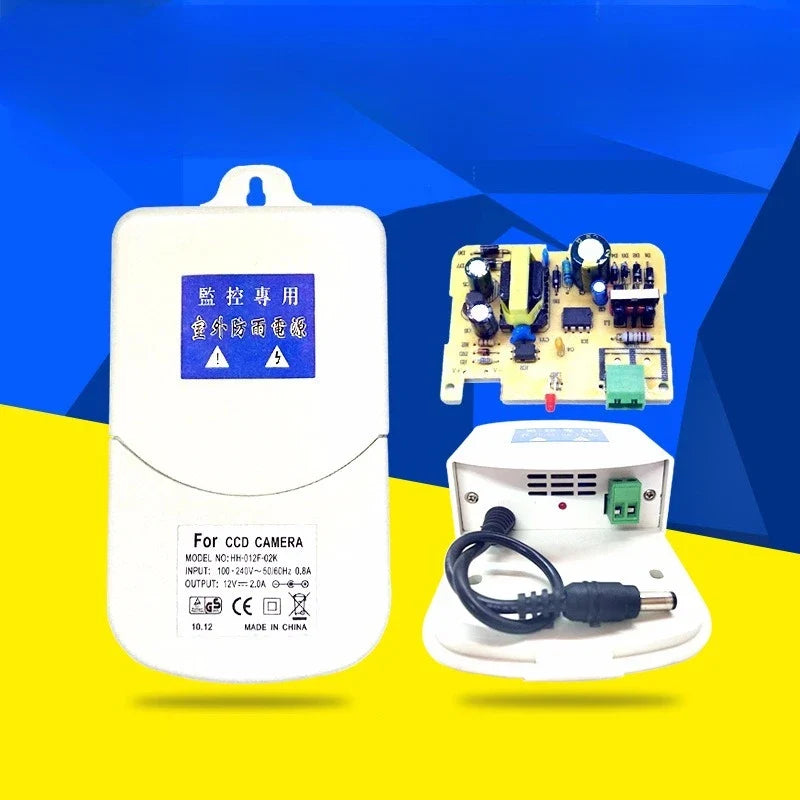 Waterproof Surveillance Camera Power Supply AC100-240V DC12V Camera Power Adapter Qme 2pcs