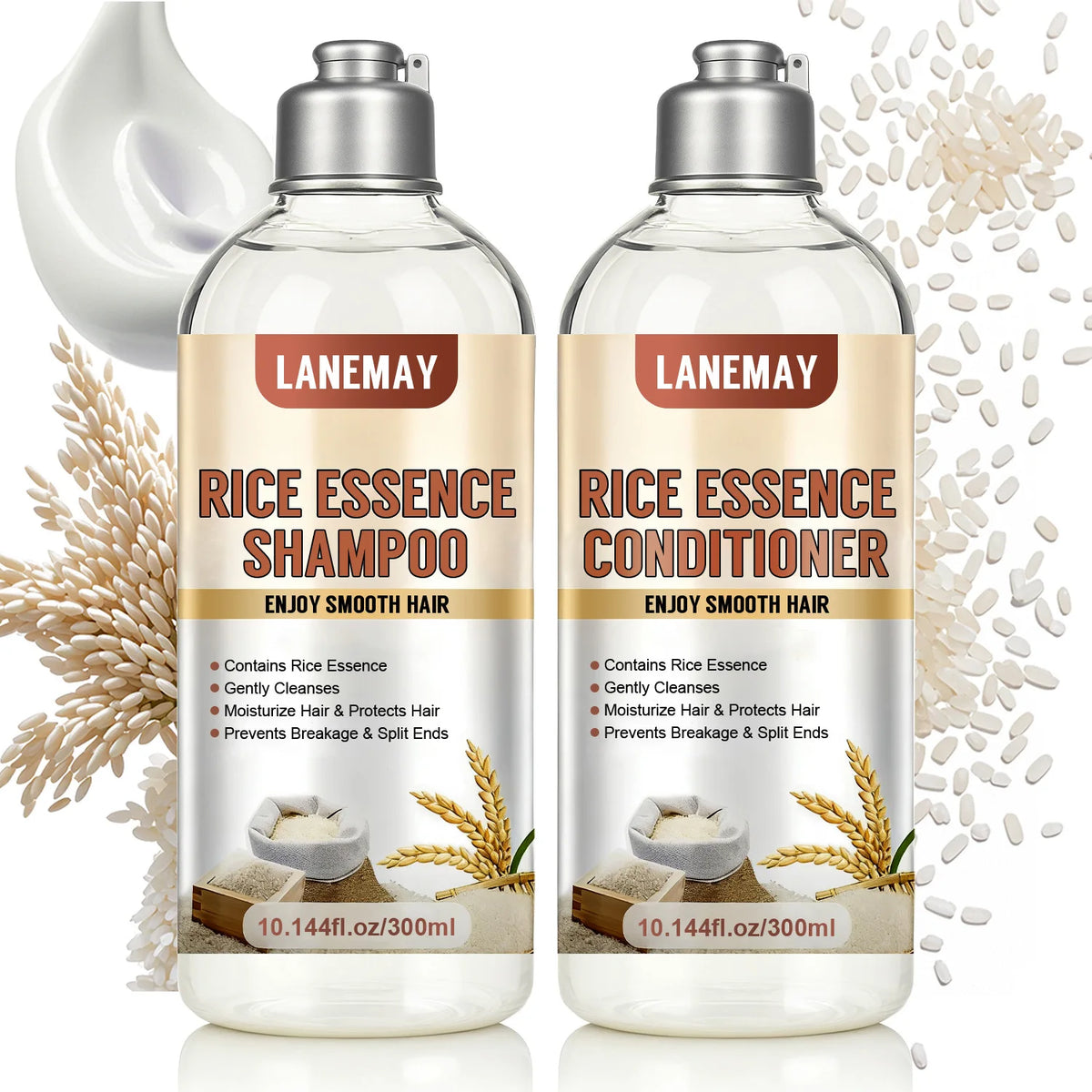 Rice Essence Shampoo & Conditioner Set | Deep Moisture Shampoo Conditioner Set Qst