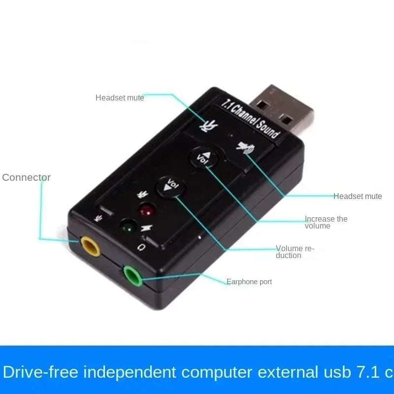 USB 7.1 External Sound Card Stereo Audio Adapter for PC Laptop External Sound Card Qme