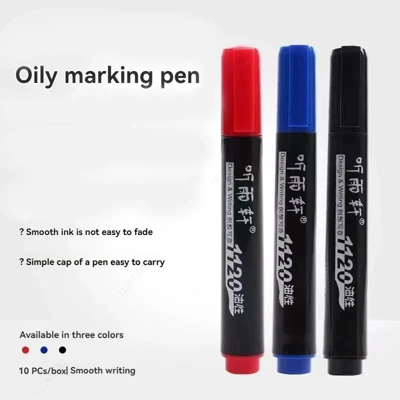 3-Pack Fine Tip Permanent Markers – Black, Blue & Red Permanent Marker Set Qme