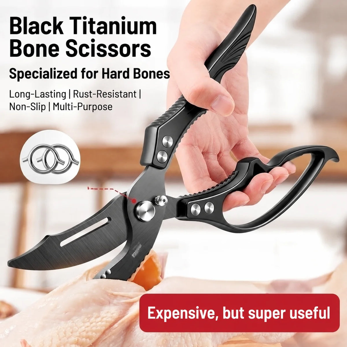 Ultra-Sharp Kitchen Scissors – Commercial Grade Stainless Steel Kitchen Scissors Qst