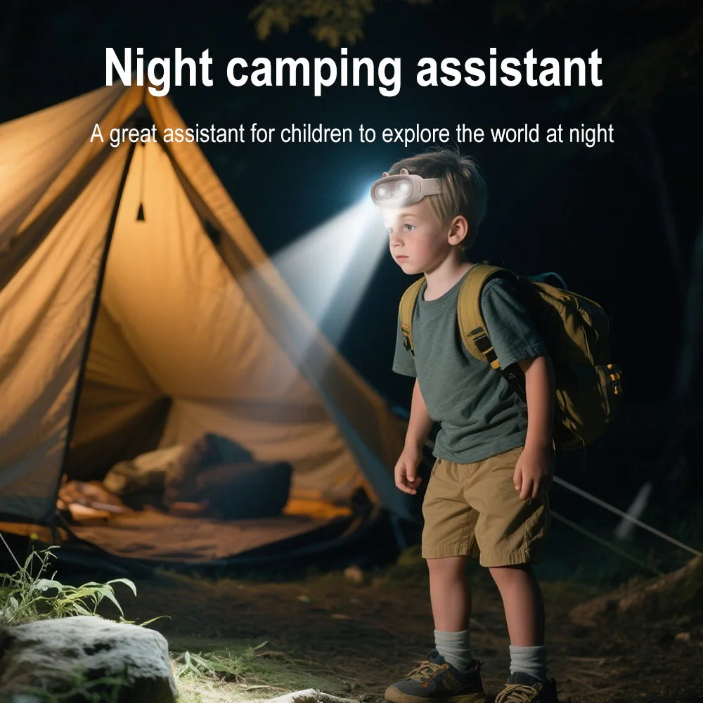 BORUiT Kids LED Headlamp USB Rechargeable 4-Mode Waterproof LED Headlamp Qst