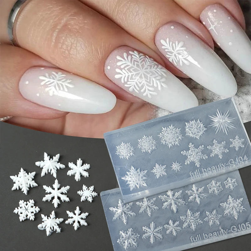 Christmas Snowflake Nail Art Silicone Mold – 3D Stamping Plate Nail Art Mold Qst