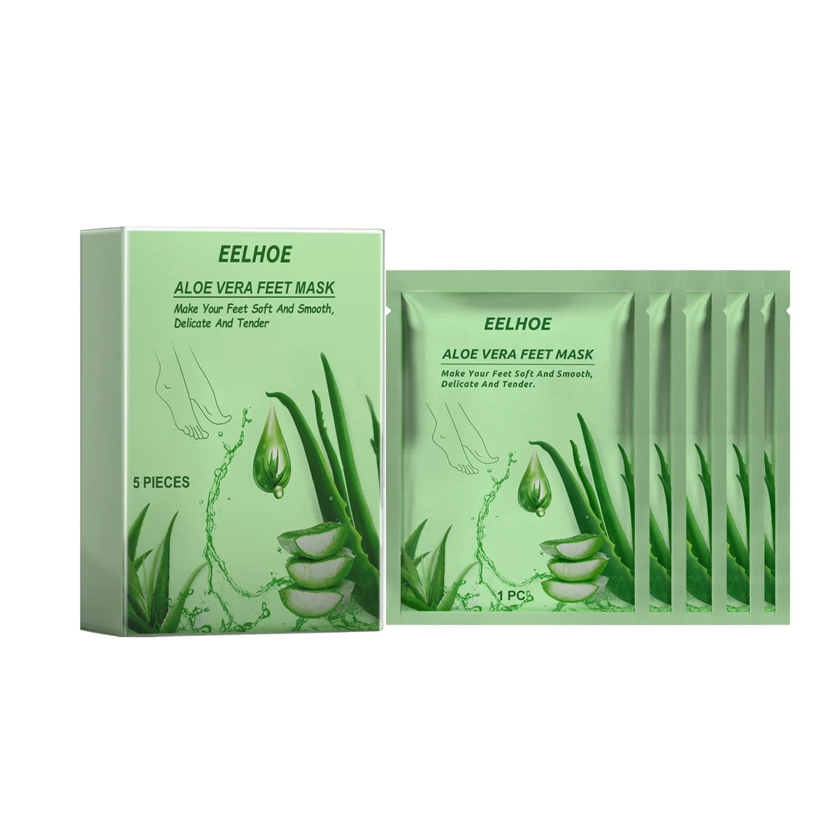 Aloe Vera Foot Mask – Moisturizing Exfoliating Foot Peel Exfoliating Foot Mask Qme 5Pcs