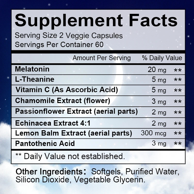 Daitea Super Melatonin 40mg Capsules – Vitamin C & Lemon Balm Sleep Support Supplement Qst