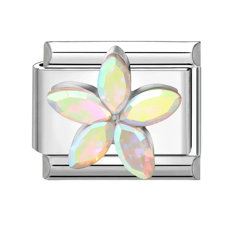 Zircon Italian Charm Links – Flower Butterfly Star Tassel, 16 Colors Italian Charm Links Qme Style 10