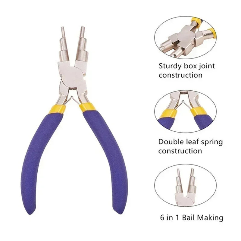 Carbon Steel Bail Making Pliers – 6-Size Round Nose Wire Looping Jewelry Making Pliers Qme