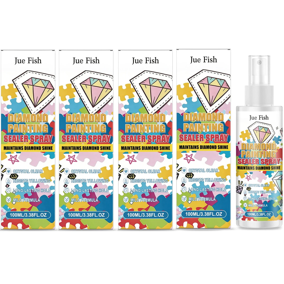 Diamond Painting Sealer Spray – Anti-Yellowing, Permanent Hold Diamond Art Sealer Qme 4 x 100ML Boxed