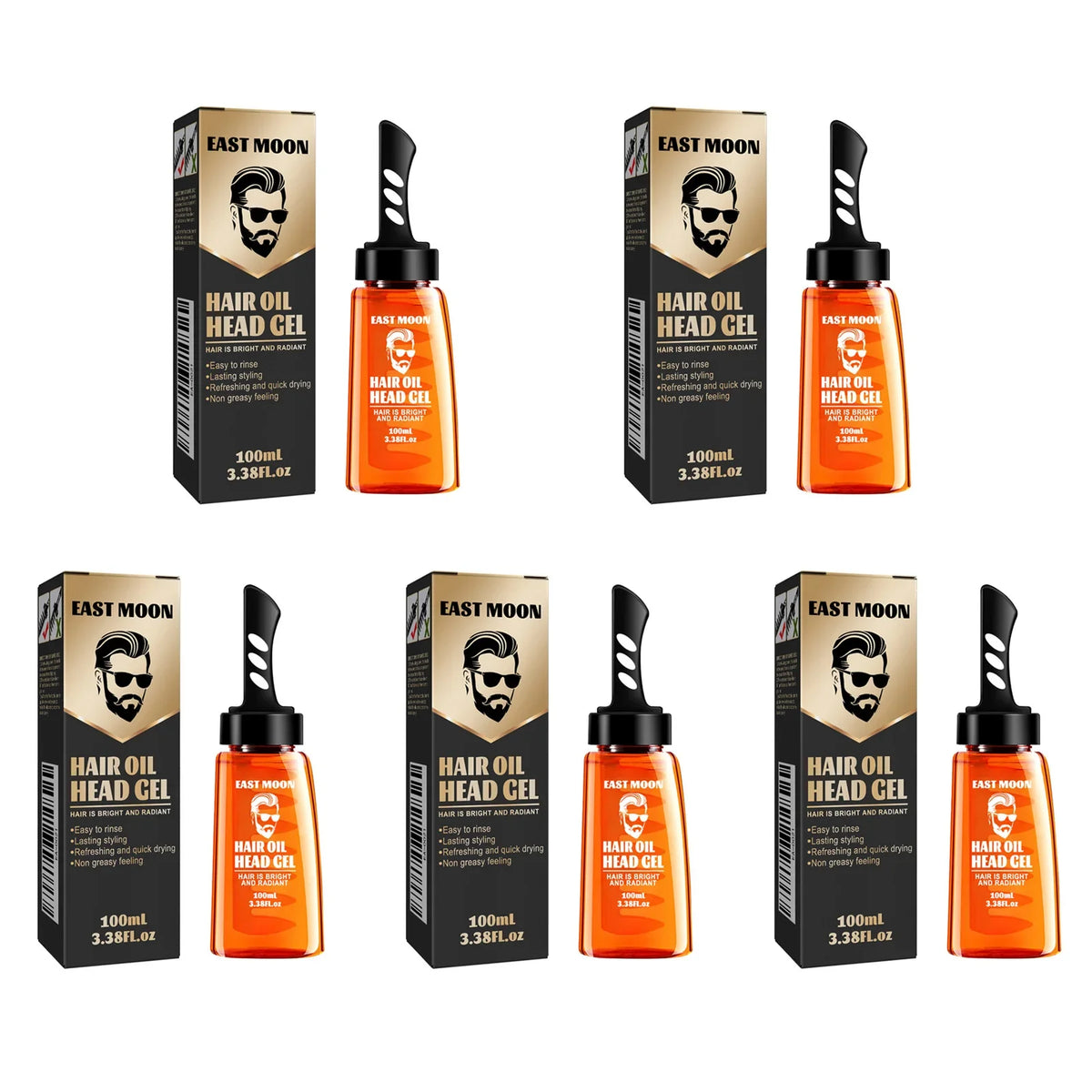 Men's 2-in-1 Hair Styling Gel Wide Tooth Comb | Long-Lasting Hair Styling Comb Qme 5 x 100ml Boxed