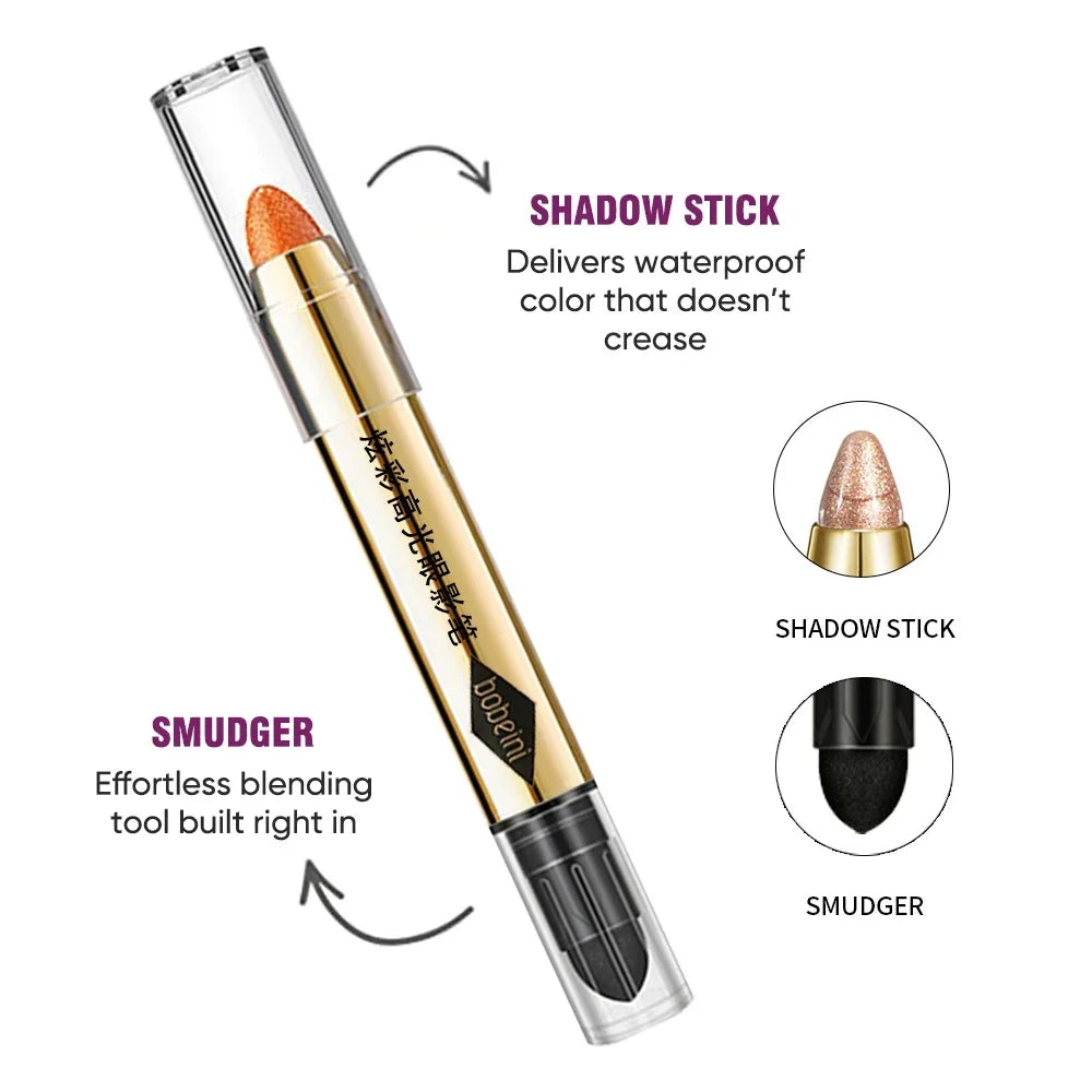 Double-Ended Eyeshadow Stick | Waterproof Matte & Glitter Eyeshadow Stick Qme