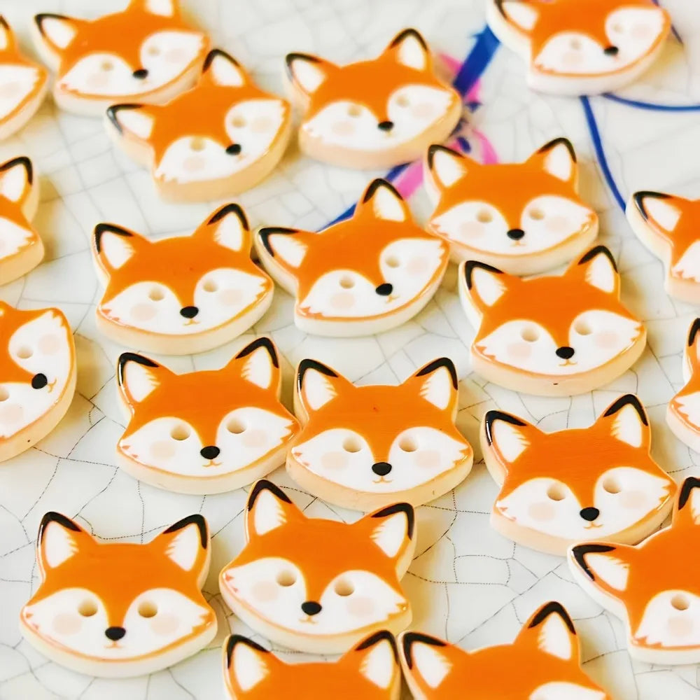 Cute Fox Resin Buttons – Decorative Handmade Craft Accessory Decorative Craft Buttons Qme