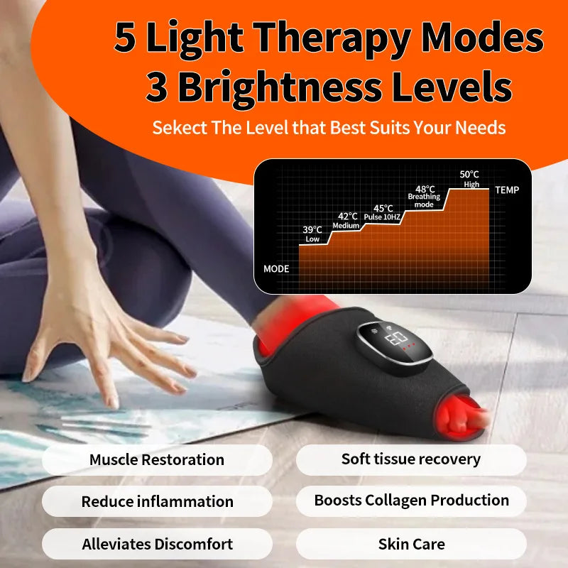 Wrist & Ankle Red Light Therapy Massage Belt | 64 LEDs 660nm 850nm Red Light Therapy Belt Qst