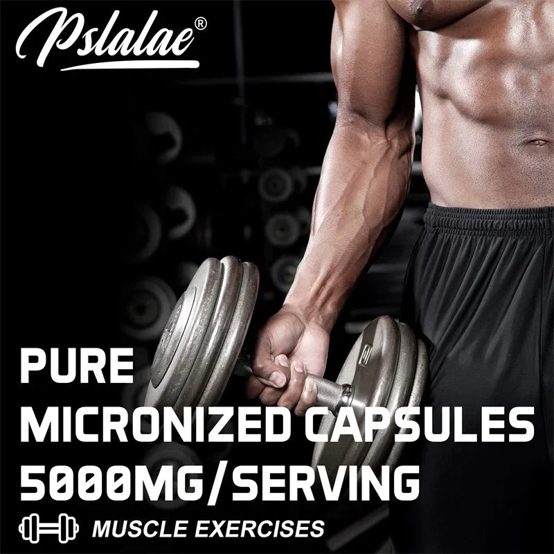 Creatine Monohydrate 5000mg Capsules – Pre-Workout by Pslalae Creatine Supplement Qst