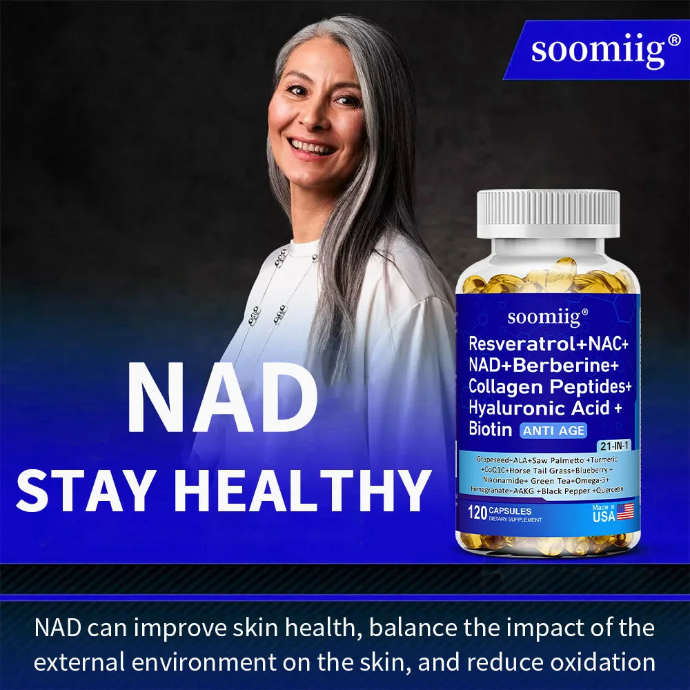 Vitamax 21-in-1 Supplement – NAD+ Collagen Berberine Resveratrol Dietary Supplement Qst