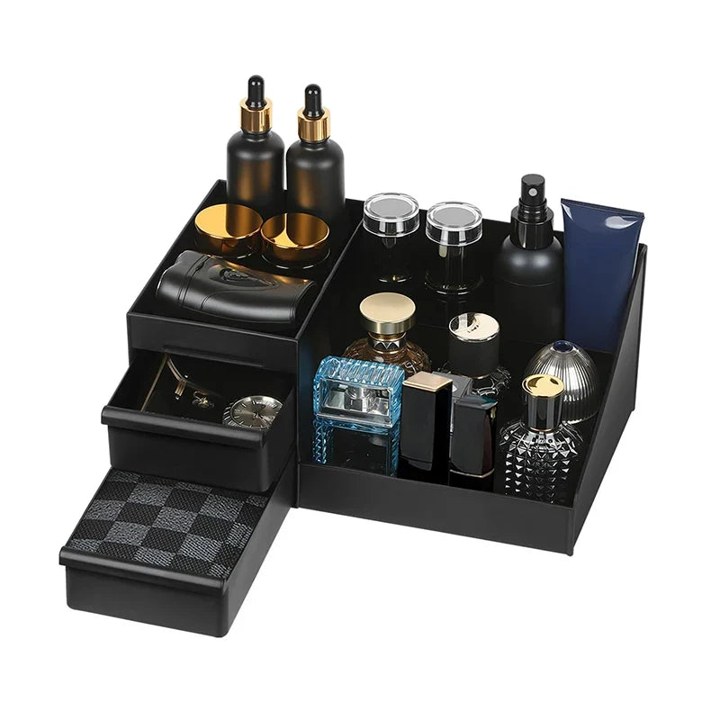 Men's Cologne & Perfume Organizer Stand with Drawers – Black Cologne Organizer Stand Qme