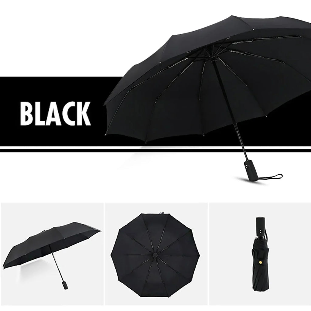 Windproof Double Layer Auto Folding Umbrella – Sun & Rain Windproof Auto Umbrella Qst black