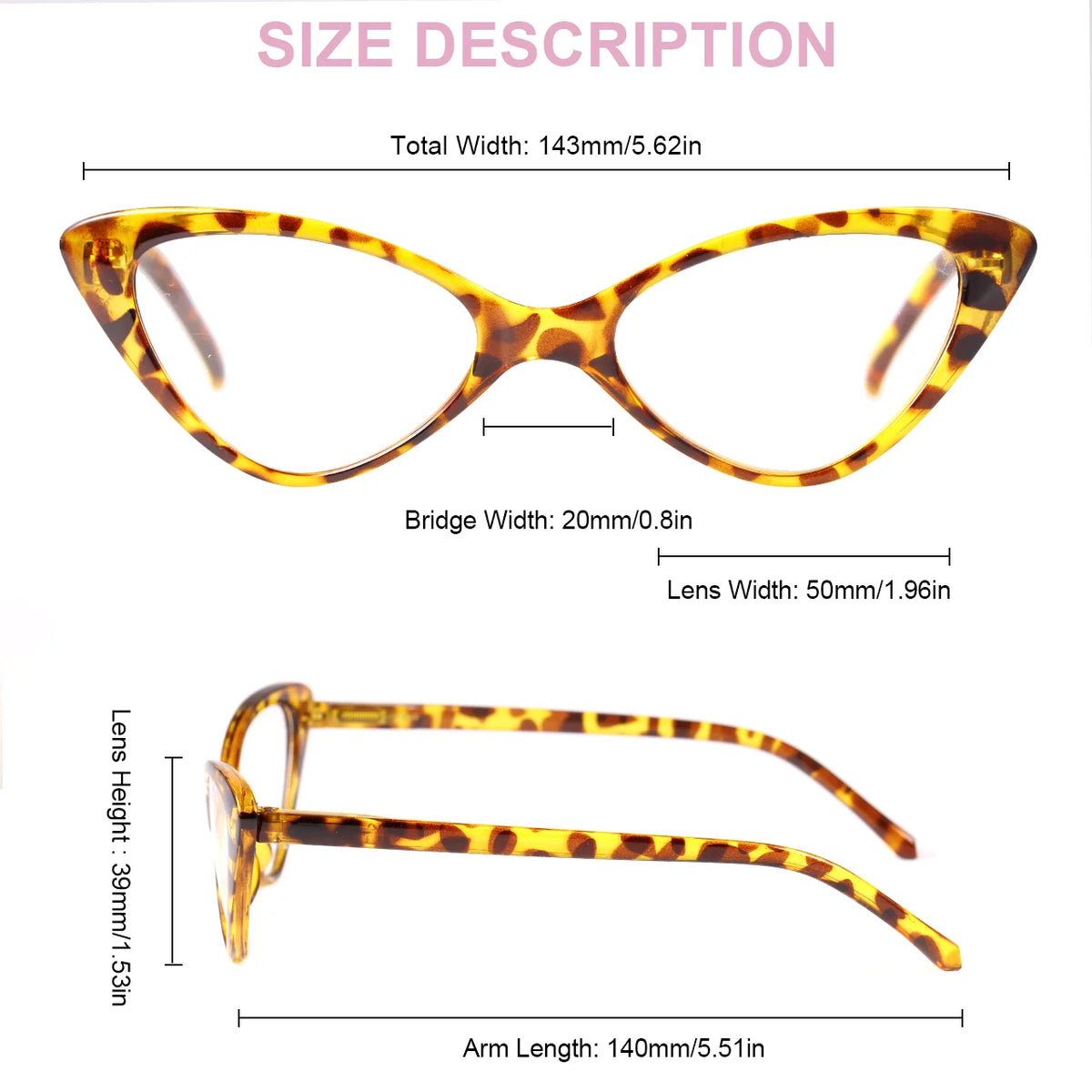 Women's Cat-Eye Blue Light Blocking Reading Glasses +1.0–+3.0 Reading Glasses Qst