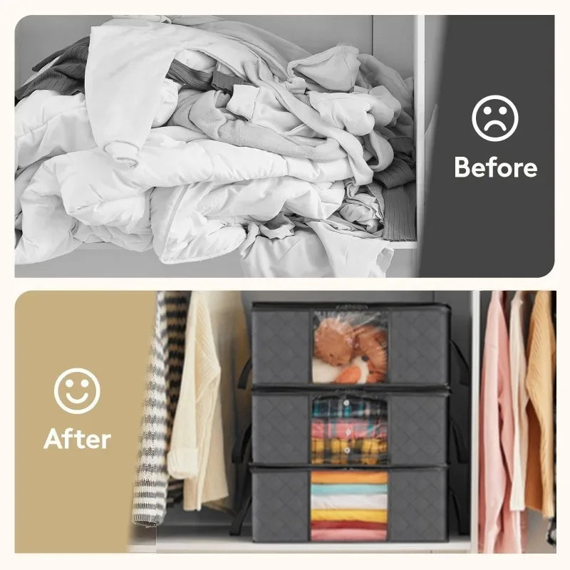 Foldable Clothes Storage Bag – Non-Woven Closet Organizer Bin Closet Storage Bag Qme