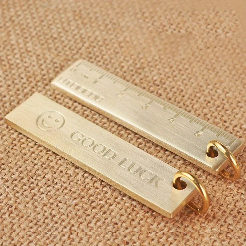 Miniature Pure Brass Ruler Keychain Number Plate Pendant Keychain Pendant Qme