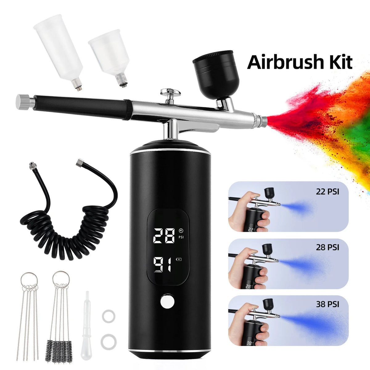 Portable Mini Airbrush Kit – Nail Art, Makeup & Cake Sprayer Airbrush Compressor Kit Qst