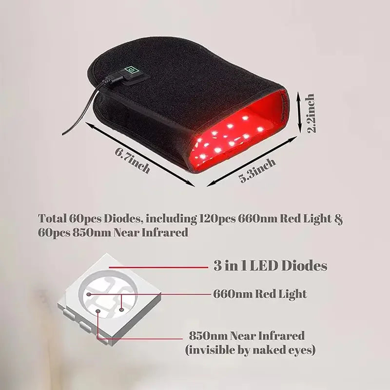 Red & Near Infrared Light Therapy Glove – 660nm 850nm Hand Mitten Light Therapy Glove Qst