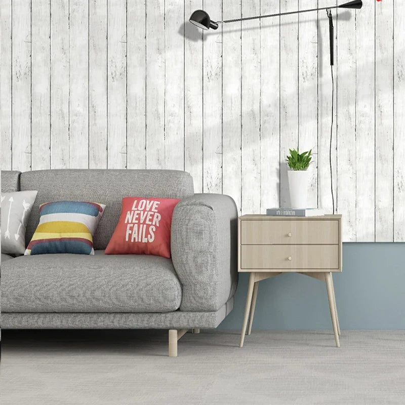 Ivory Retro Wood Pattern Peel & Stick PVC Wallpaper Peel & Stick Wallpaper Qme