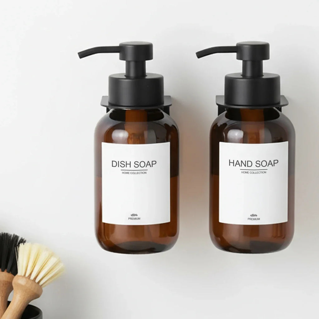Wall Mount Foaming Soap Dispenser with Dish Bottle & Hanger Soap Dispenser Qme