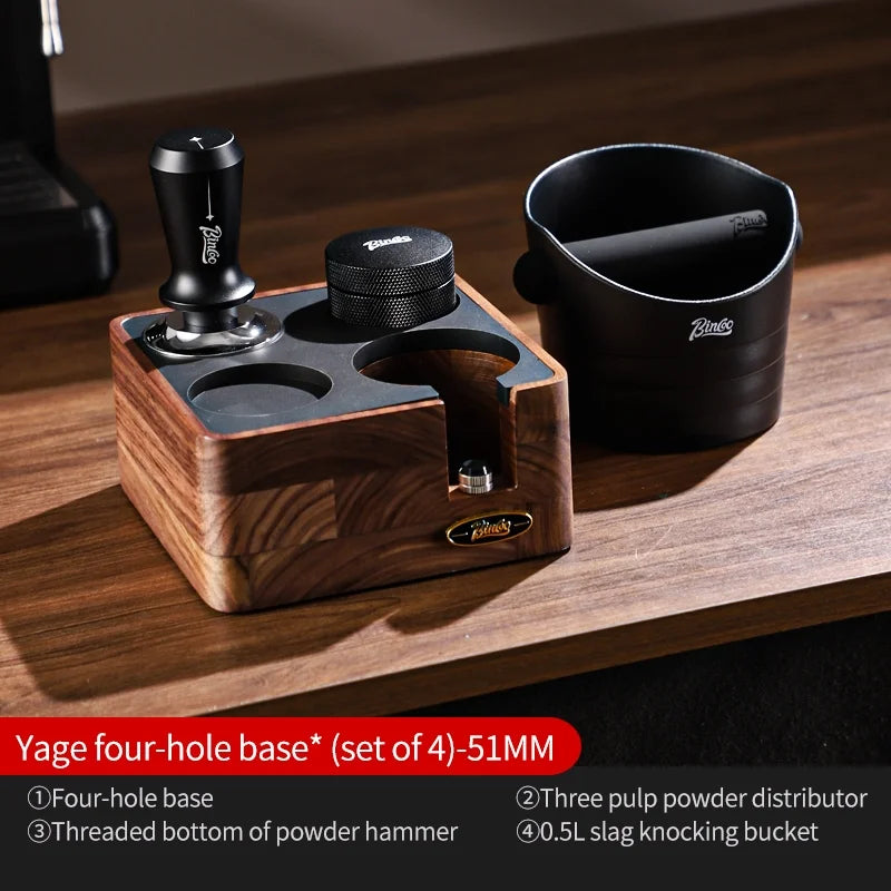 BINCOO 51/58mm Portafilter Storage Base Tamper & Distributor Set Espresso Barista Tool Set Qst 4 Pcs-51MM-B5