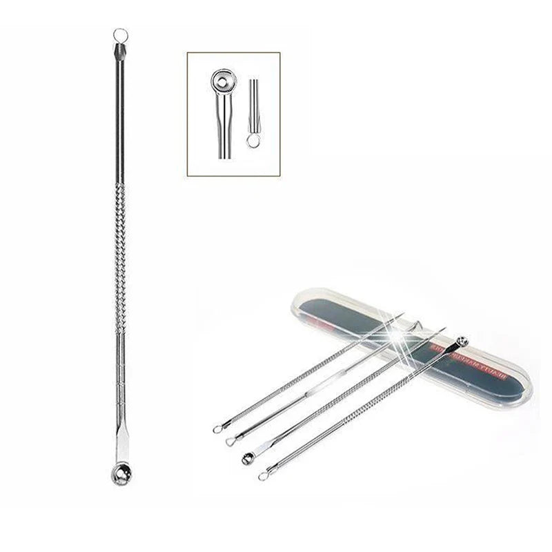4-Piece Stainless Steel Acne Extractor Tool Set | Qme Skin Extractor Tool Set Qme