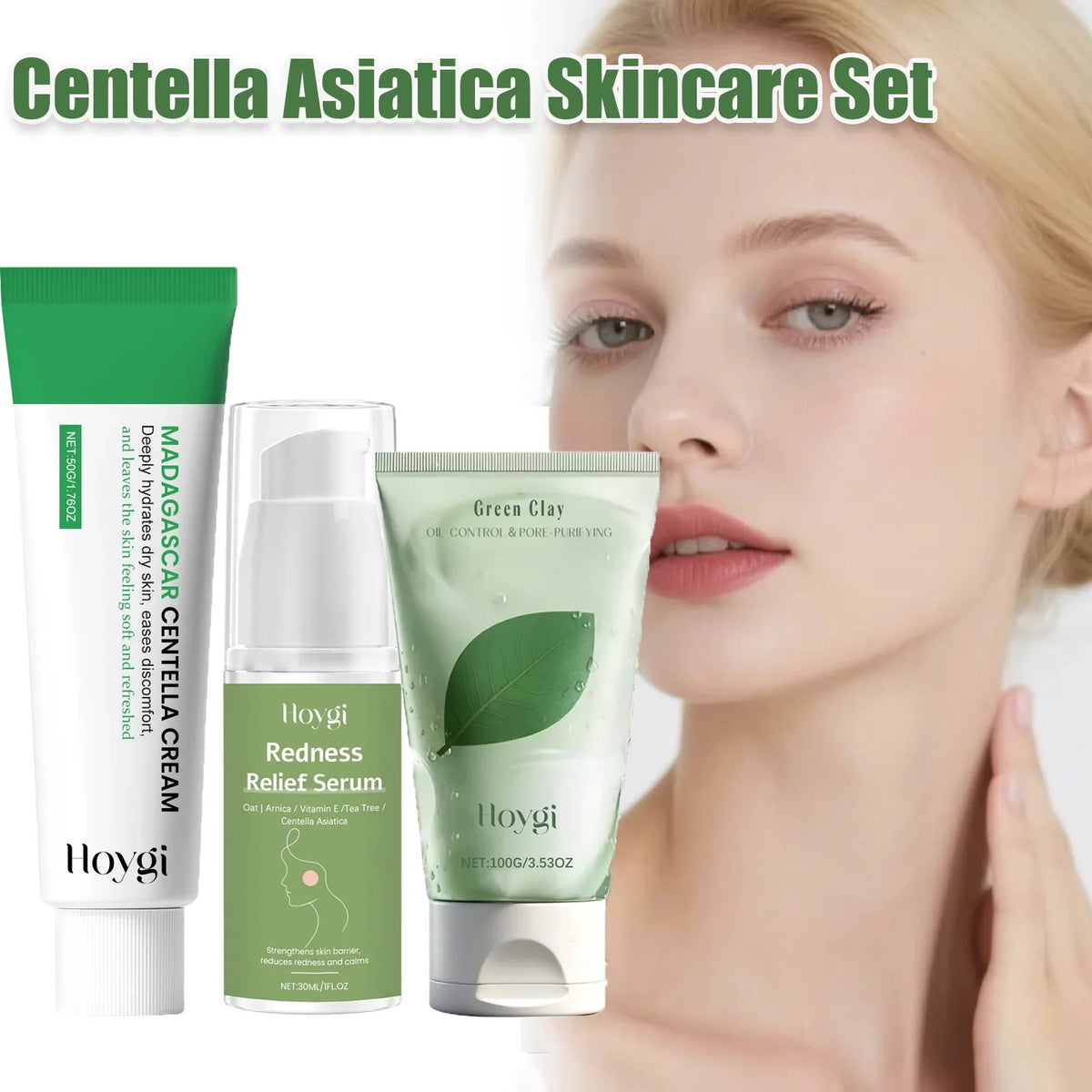 HOYGI Centella Asiatica Green Clay Cleanser Cream Serum Set Skincare Set Qme