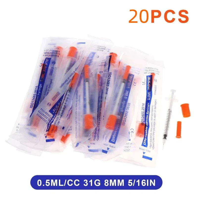 Disposable Sterile Pet Syringes 0.5ml & 1ml – 20 Pack Veterinary Syringe Qme 0point5 31G 8MM X20
