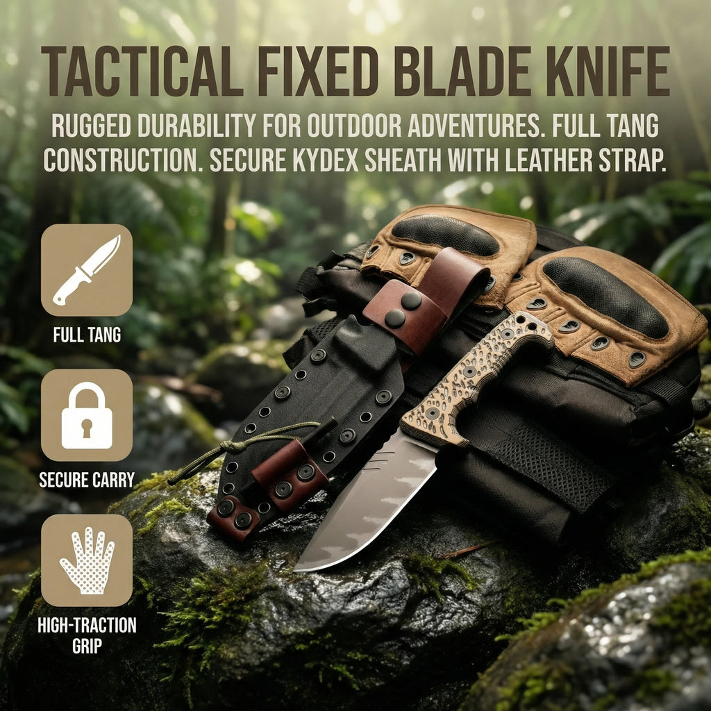 Fixed Blade Camping Knife – Stainless Steel with Sheath Fixed Blade Knife Qst