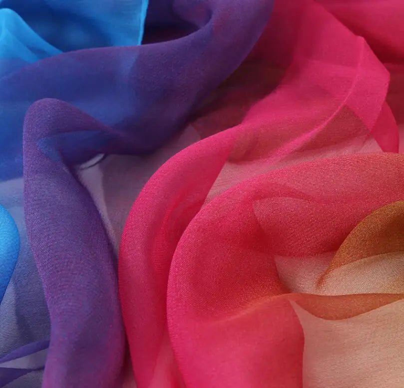 Lotus Print Chiffon Georgette Scarf – Sun-Protective Beach Wrap Chiffon Scarf Wrap Qme