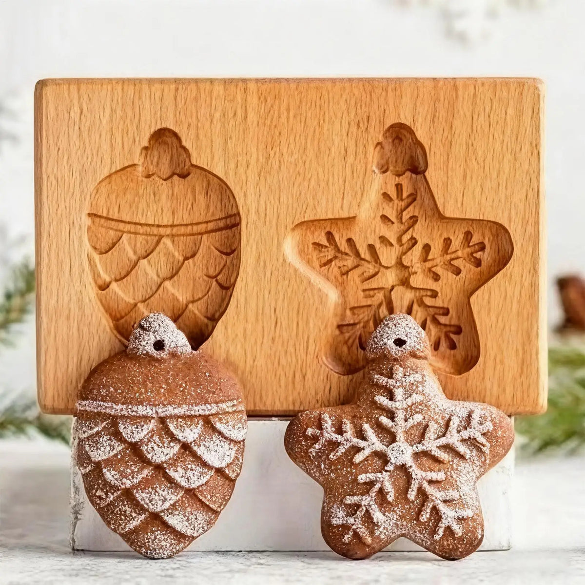 Wooden 3D Cookie Press Stamp – Easy Release Baking Mold Cookie Press Mold Qme