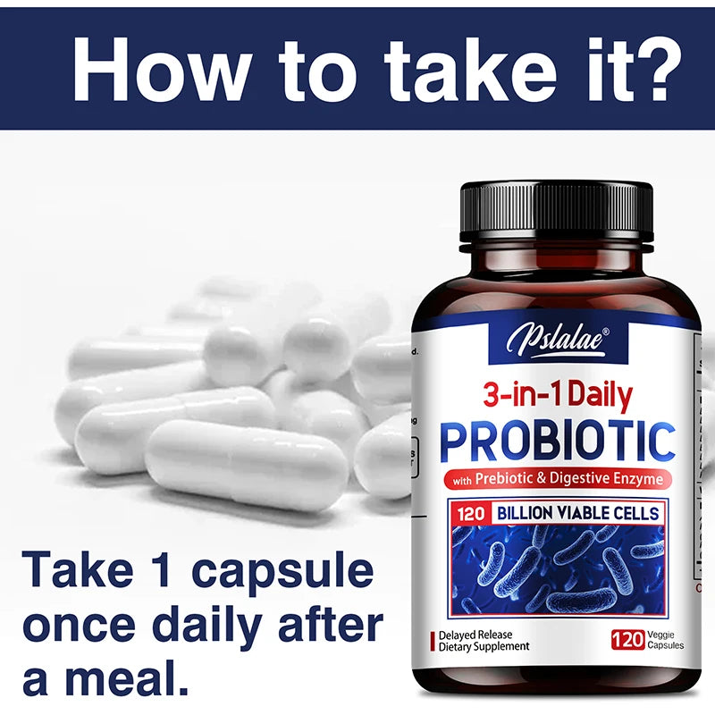 Probiotics Prebiotics & Digestive Enzymes – 120B CFU 32 Strains Probiotic Supplement Qst