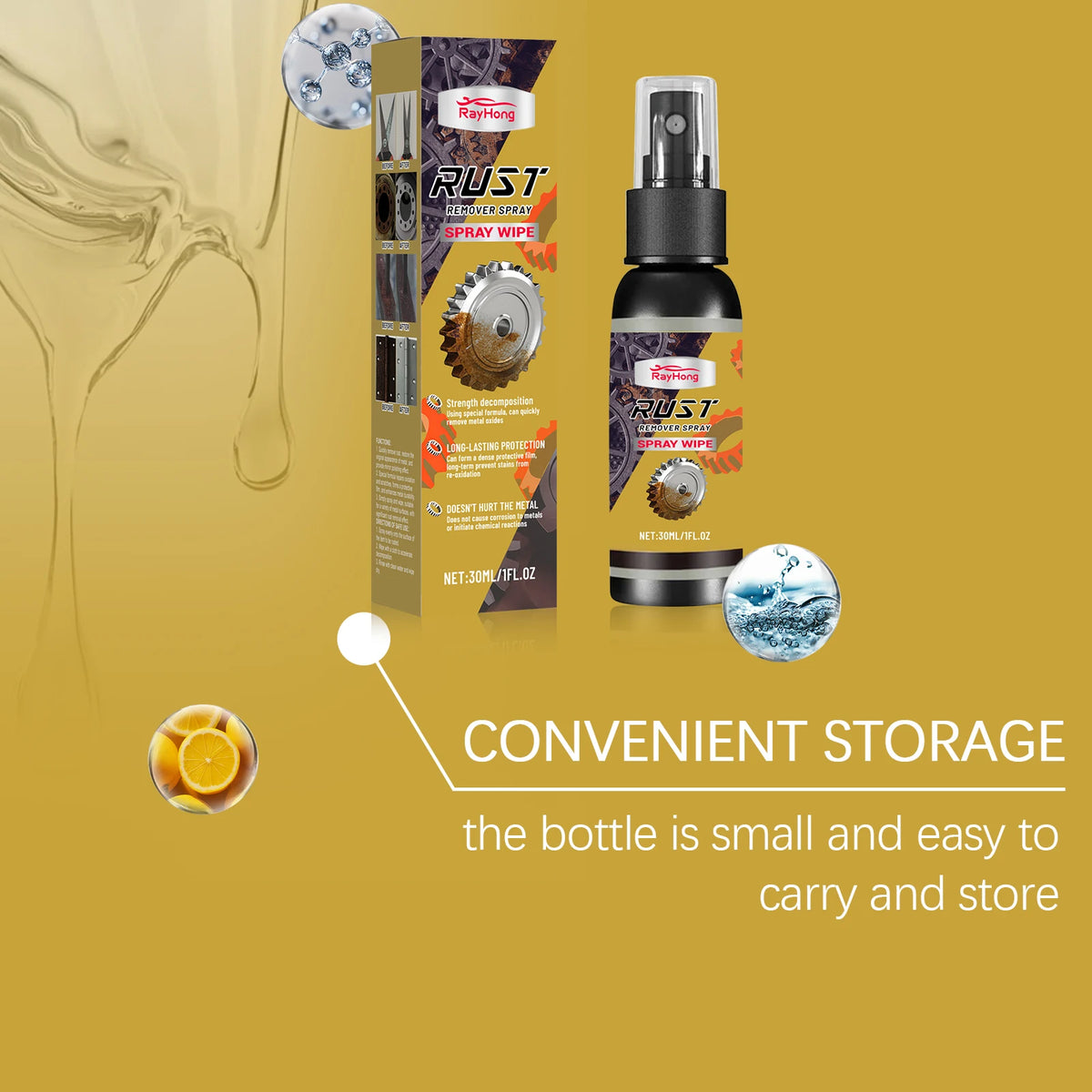 Rayhong 30ml Metal Rust Remover Spray – Car Hub Polish Metal Rust Remover Spray Qst