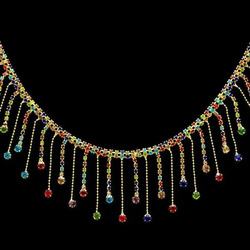 Rhinestone Fringe Trim Crystal Tassel Chain – DIY Sewing Rhinestone Fringe Trim Qst F